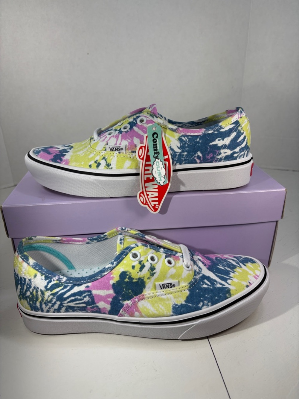 Vans Authentic Low Top Tie Dye Sneakers in Yellow Blue Pink Women’s 7